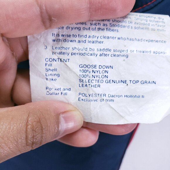Vintage Denver Down Multicolor Leather n Nylon Puff Jacket Vest Goose Down Fill - Picture 6 of 16